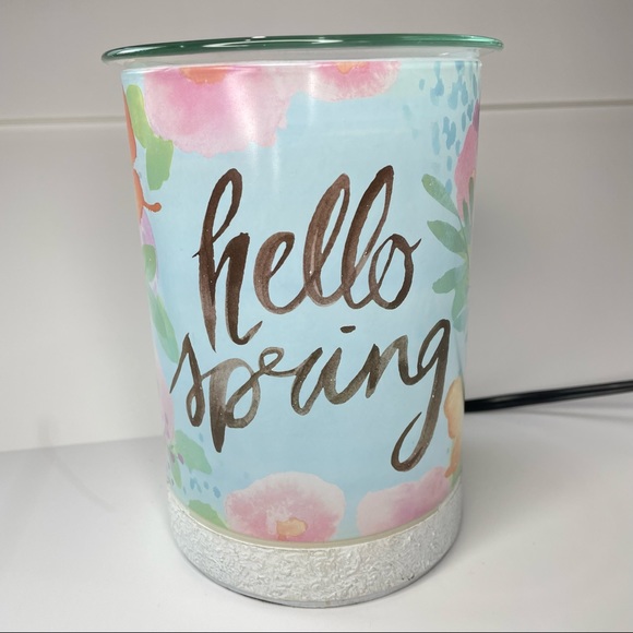 SCENTSY Electric Wax Warmer - Hello Spring - 2 pc - Narrow Cement Base Included - Picture 2 of 7